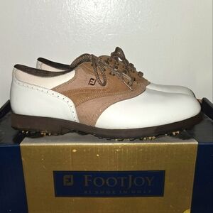 Footjoy Terrains White/tan Leather Womens Golf Shoes Size 8